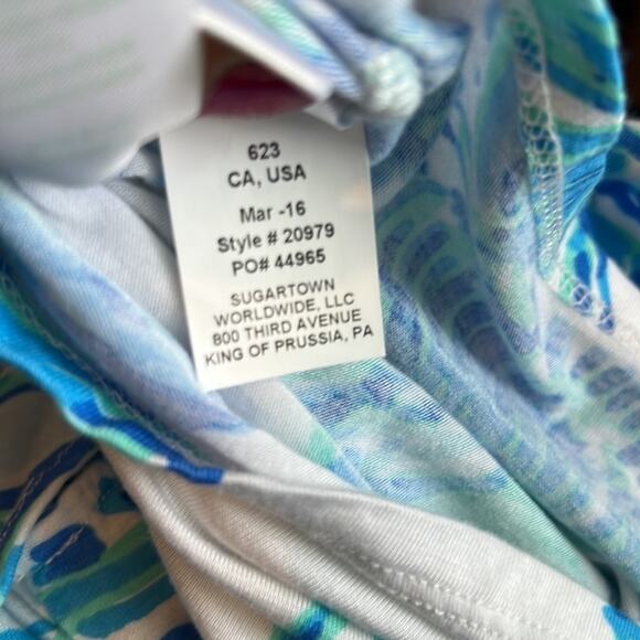 Lilly Pulitzer Neveah blue seashells ruffle one shoulder top blouse beach XS - Picture 5 of 9